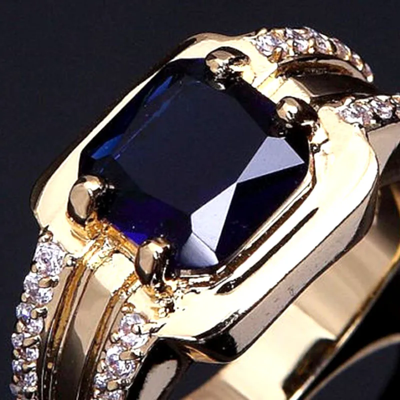 Трендовое мужское кольцо с голубым наполнителем обручальные кольца