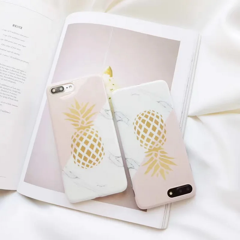Luxury Gold Pineapple Phone Case For iPhone 6 6S Plus 6Plus 7 7Plus Marble Splice Soft TPU Back Protective Cover |