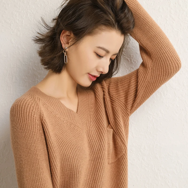 2019 Wool Full Jumper Rushed Poncho Sweater Women Lazy Wind Female Loose V-neck Autumn And Winter Thickening Pullover Crop Top | Женская