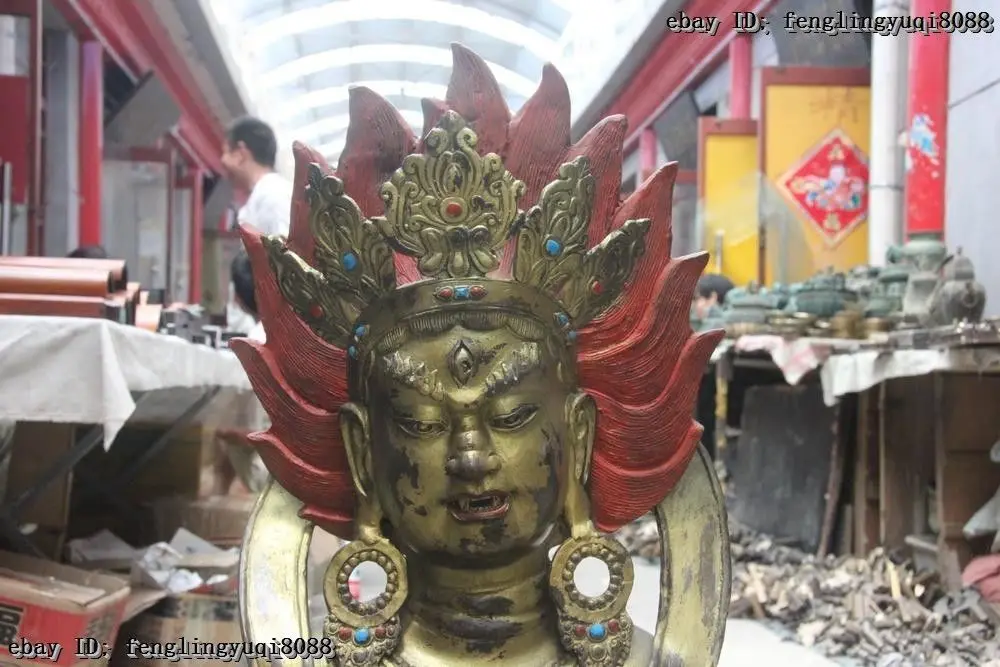 Медная бронзовая инкрустация бирюзовый красный драгоценный камень гуаньин