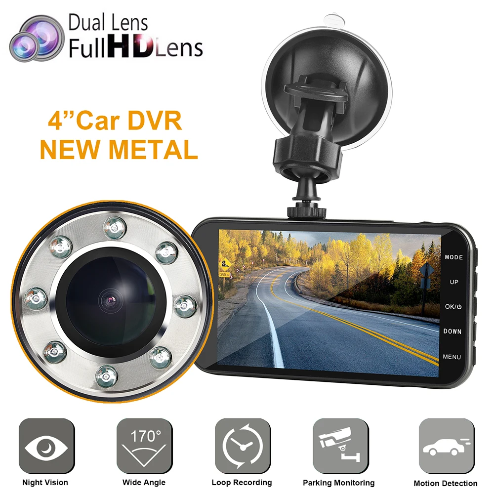 AMPrime Dash Cam Новая версия автомобильный dvr камера Full HD 1080 P 4 ''IPS на тонкопленочном