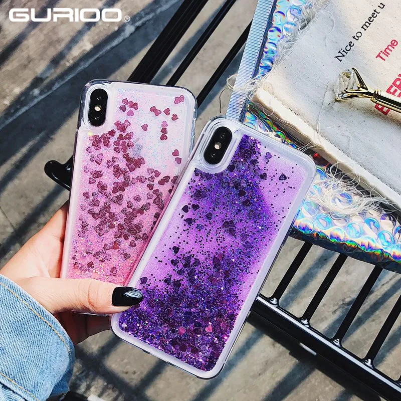 Bling Sequins Soft Heart Glitter Liquid Quicksand Cover For Huawei Honor 6X 7A 7X 8X 9 9i V10 Mate 8 10 20 Lite Pro Y5 2017 |