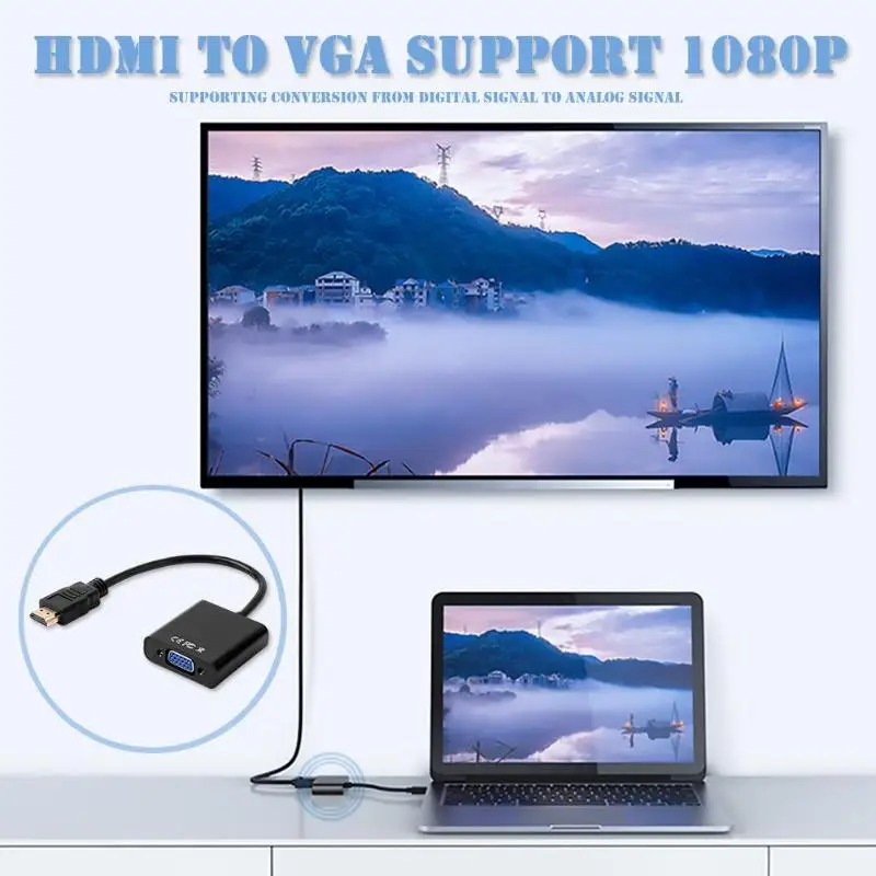 HDMI к VGA адаптер провод поддержка горячей замены позолоченный 1080P конвертер «Папа-мама» аудио-видео кабель Поддержка HDCP 1,0/1,1/1,2