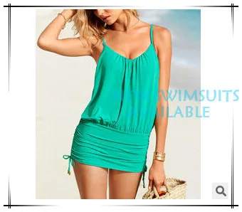 fashion new 2014 women bathing dress two ways wear suit red blue gallus swimwear |