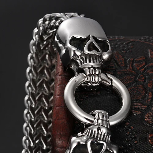 Skull Head Style Полированный браслет из нержавеющей стали для мужчин, тяжелый, персональный, голова волка, мужские браслеты s,, хип-хоп, Череп, голова льва, ювелирное изделие для мужчин - Окраска металла: Skull Head Style