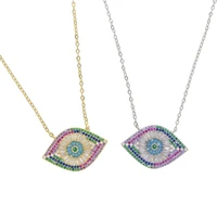 gold silver color colorful cz paved luxury gorgeous evil eye necklace for women lady lucky eye jewelry