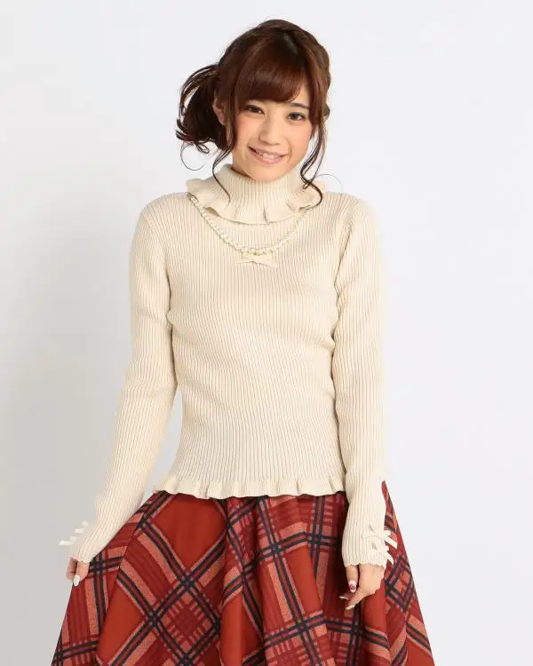 Liz Lisa 2015 new autumn half-collar fashion lace bow knit long-sleeved shirt female Japanese one size free shipping | Женская одежда