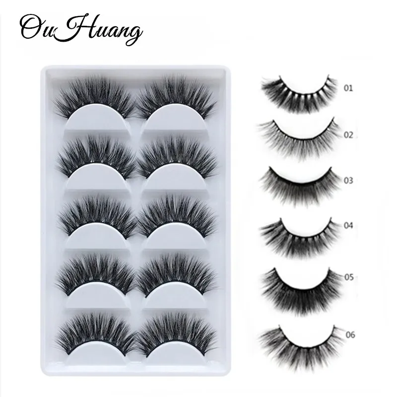 Новые 5 пар Многоразовые натуральные накладные ресницы для макияжа толстые