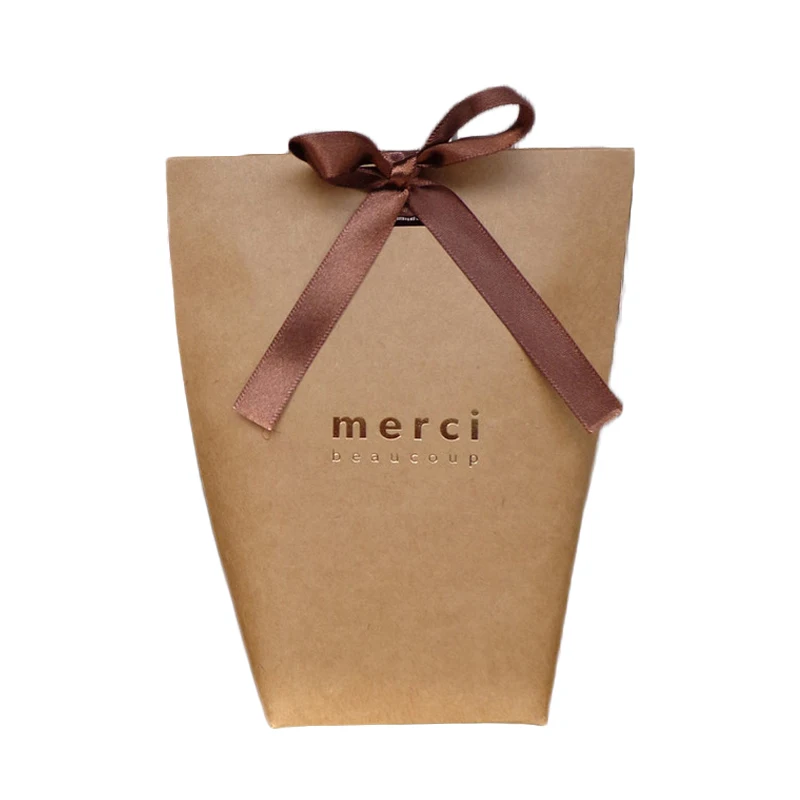kraft merci L 5 шт. высококлассные черно-белые бронзовые "Merci" конфеты мешок французский спасибо свадебный подарок коробка посылка день рождения любимые пакеты S L Размер - Цвет: kraft merci L