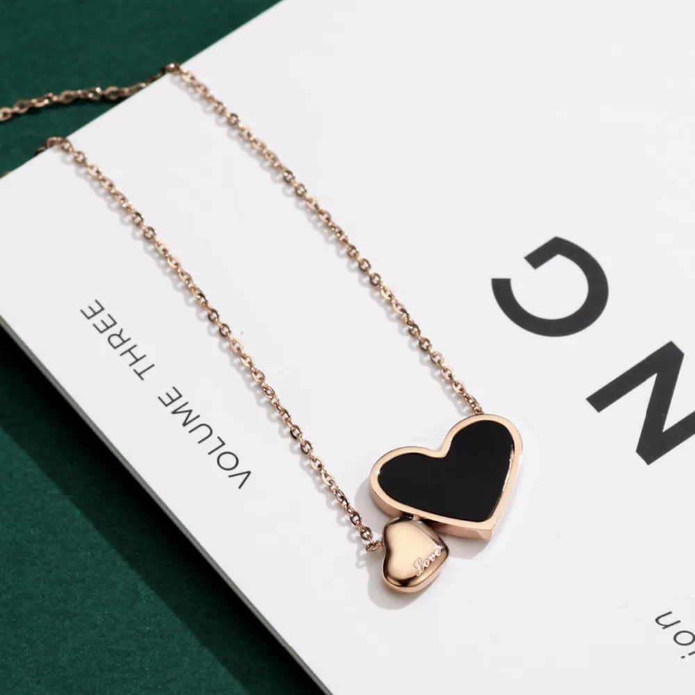 Модные ожерелья Neoglory из нержавеющей стали в форме сердца Дизайнерские Длинные