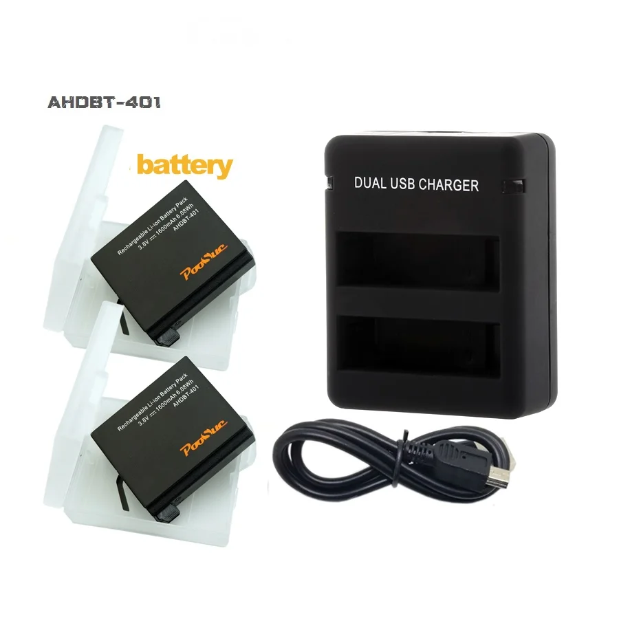4 x ahdbt 401 AHDBT-401 батарея+ USB зарядное устройство для GoPro hero 4 black Go Pro hero 4 батарея