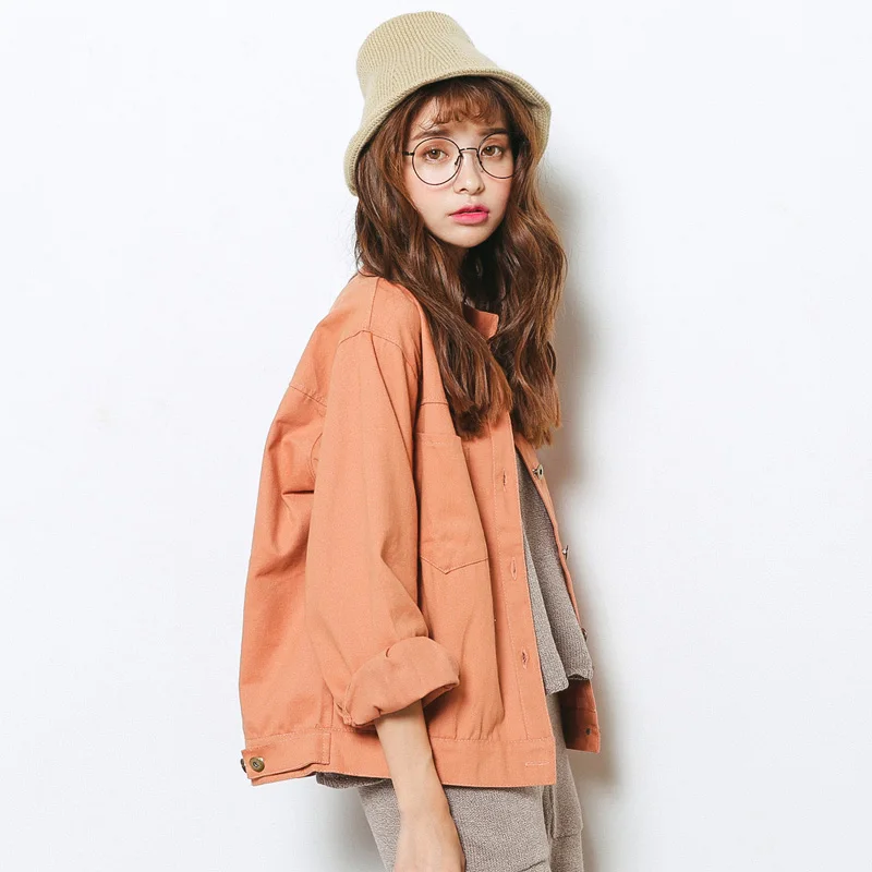 Весенняя новинка Женская куртка свободный карман повседневные укороченные топы
