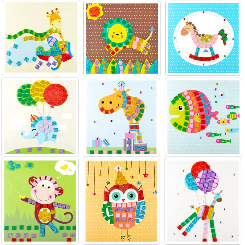 Красочные 3D Пазлы детская игрушка мозаичная картина кнопки сборка грибы гвозди