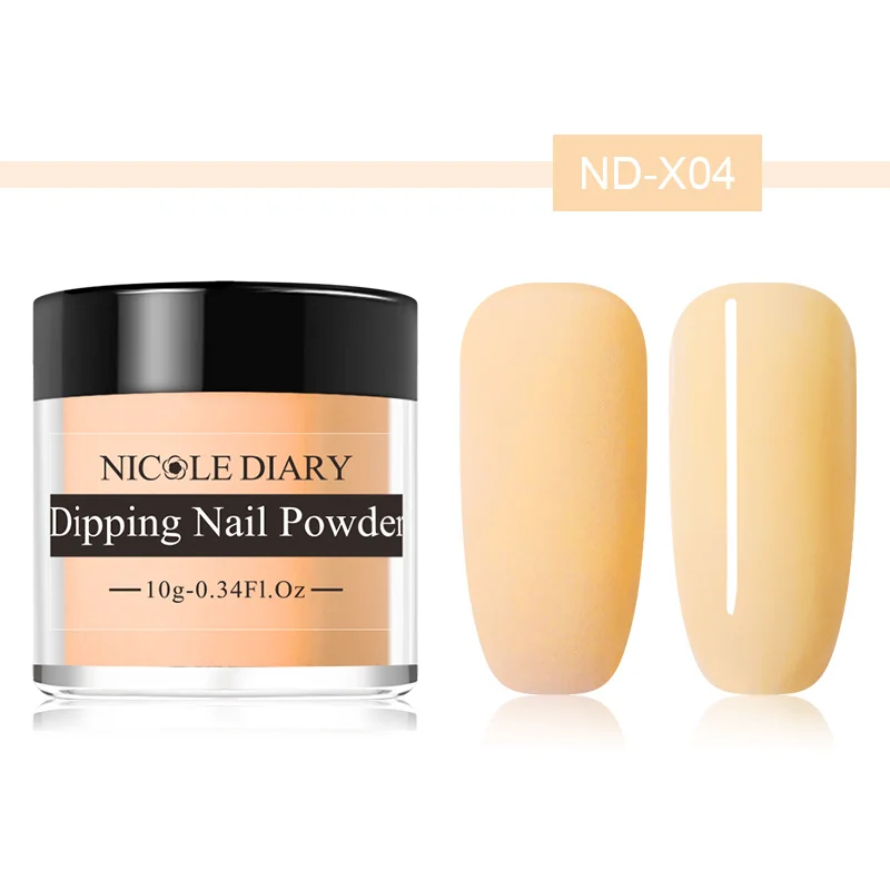 ND-X04 NICOLE Дневник 10 г матовый цвет окунания ногтей порошок натуральный сухой дизайн ногтей украшения без лампы лечения Ногтей Пыли декорации - Цвет: ND-X04