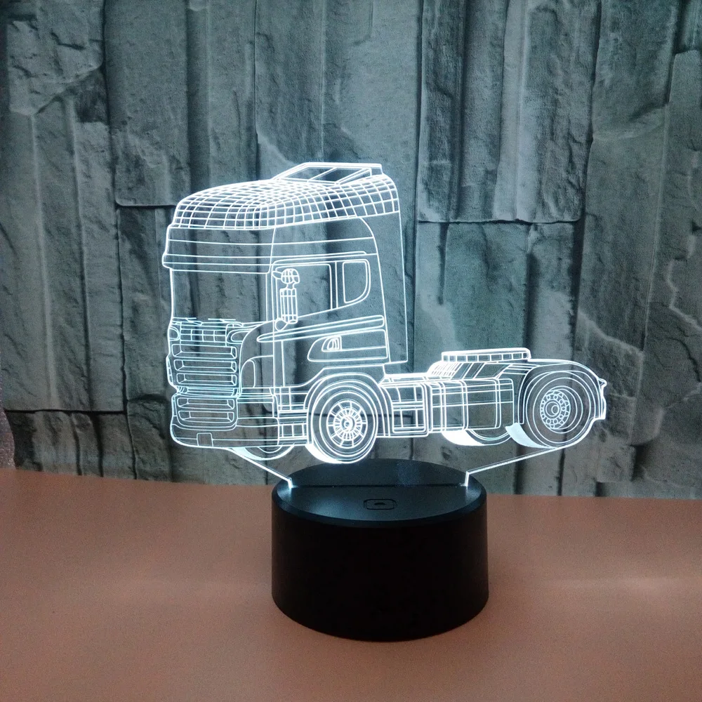 Новый грузовик 3d Ночник светильник акриловый Usb лампа Luminaria De Mesa Powerbank Led