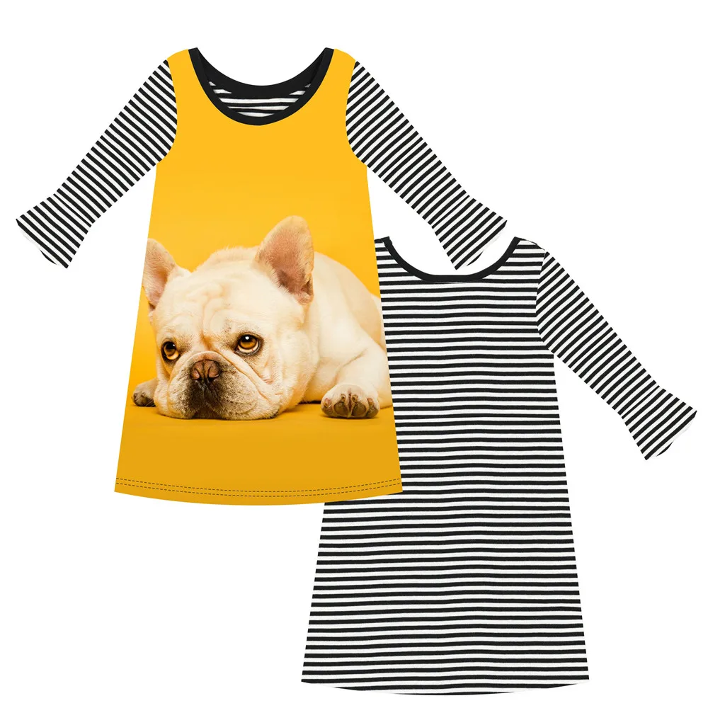 Новая детская одежда платье для маленьких девочек платья в полоску с длинными