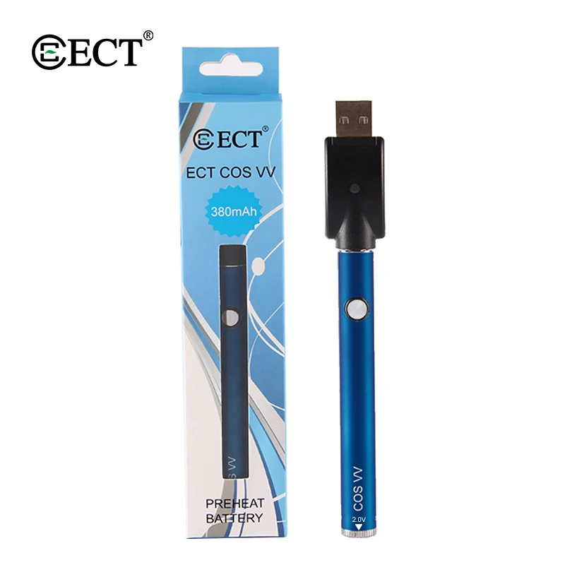 ECT COS Preheat VV аккумулятор 380 мАч Preating battery Vape Mod переменное напряжение для 510 вапорайзер с резьбой с usb-кабелем
