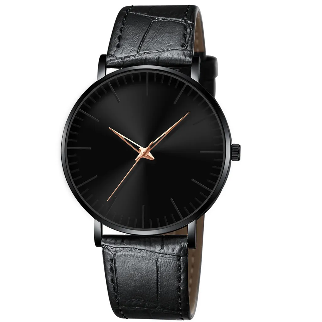 Роскошные мужские часы с большим циферблатом модные 2018 новые черные кожаным