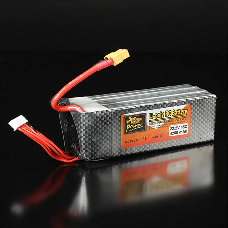 Высокое качество перезаряжаемая ZOP мощность 22 2 в 4200 мАч 6S 45C Lipo батарея XT60 вилка с