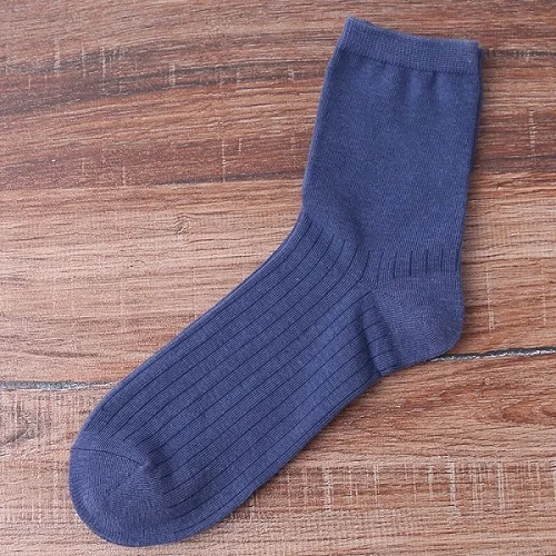 Blue Socks 5 пар/партия, мужские носки, одноцветные, хлопковые, классические, деловые, повседневные носки, лето, Осень, новые, Harajuku, дышащие, мужские носки, meias - Цвет: Blue Socks