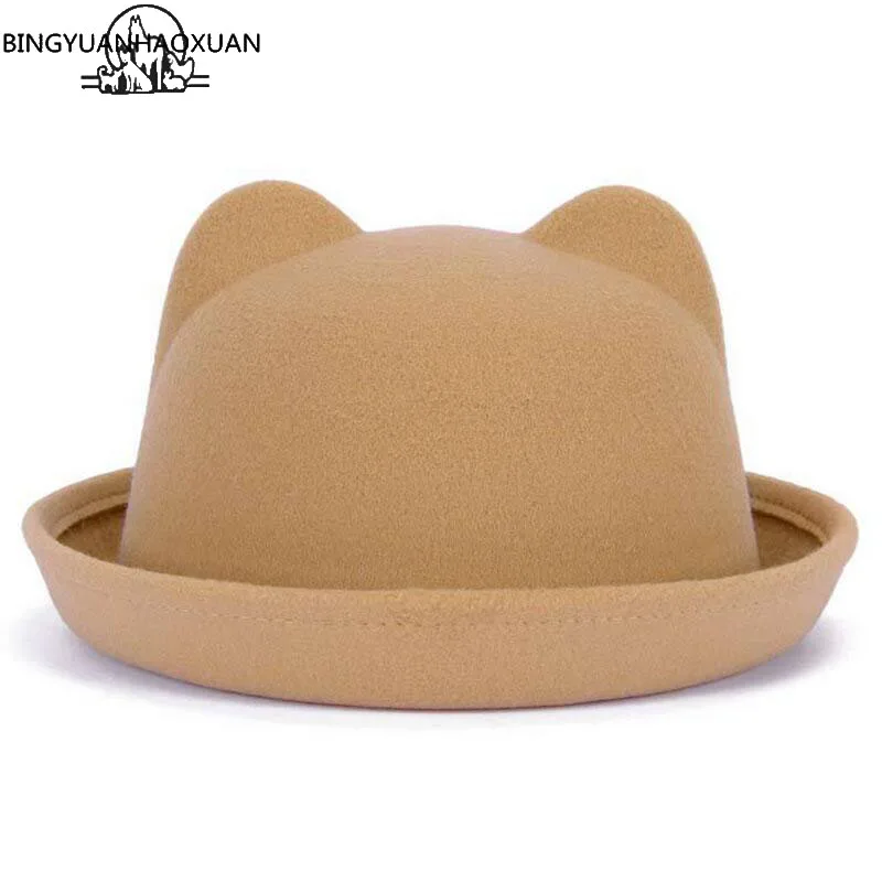 

BINGYUANHAOXUAN Women's Autumn Fedora Hat Classic Imitation Wool Solid Black