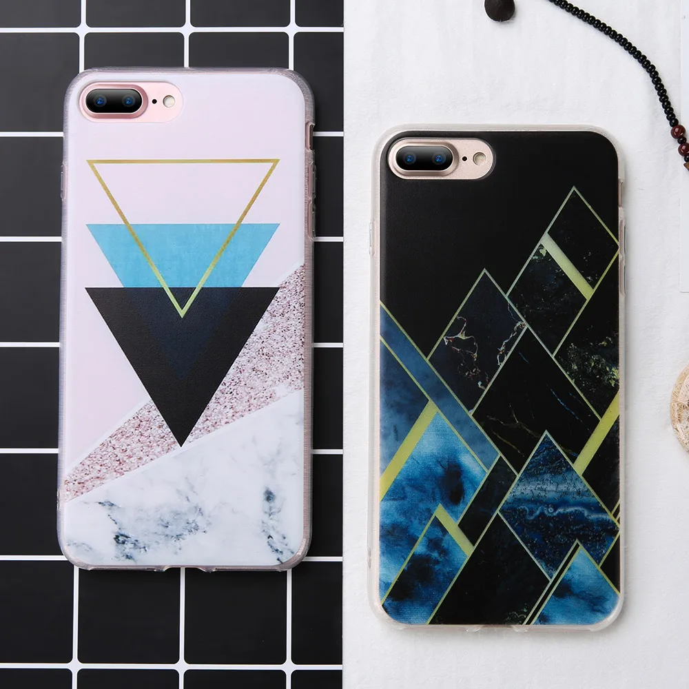 KISSCASE геометрический мраморный чехол для iPhone 7 8 Plus X XS Max XR роскошный мягкий 5 5S SE