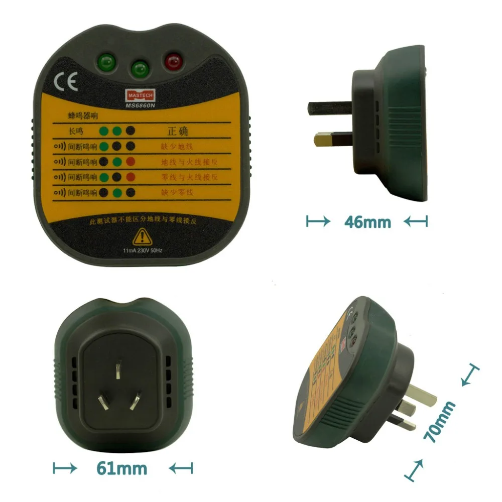 Тестер электрической розетки MASTECH MS6860N тестер напряжения 220 В|tester 220v|tester voltagetester