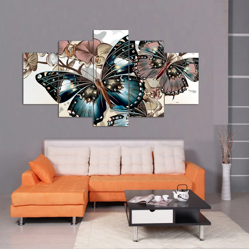 5 шт. Картина на холсте Бабочка животные картина без рамки Настенная украшение