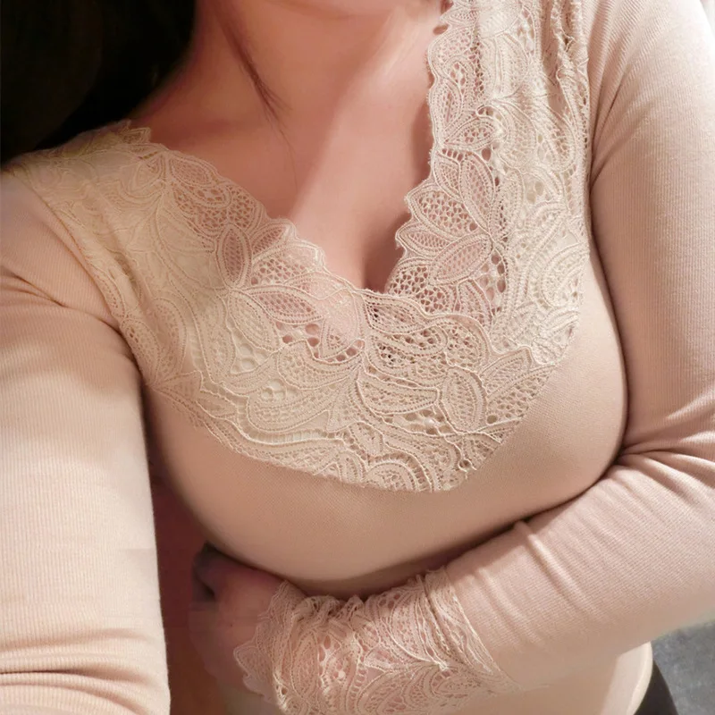 Женское бархатное тонкое термобелье с v образным вырезом модная плотная теплая