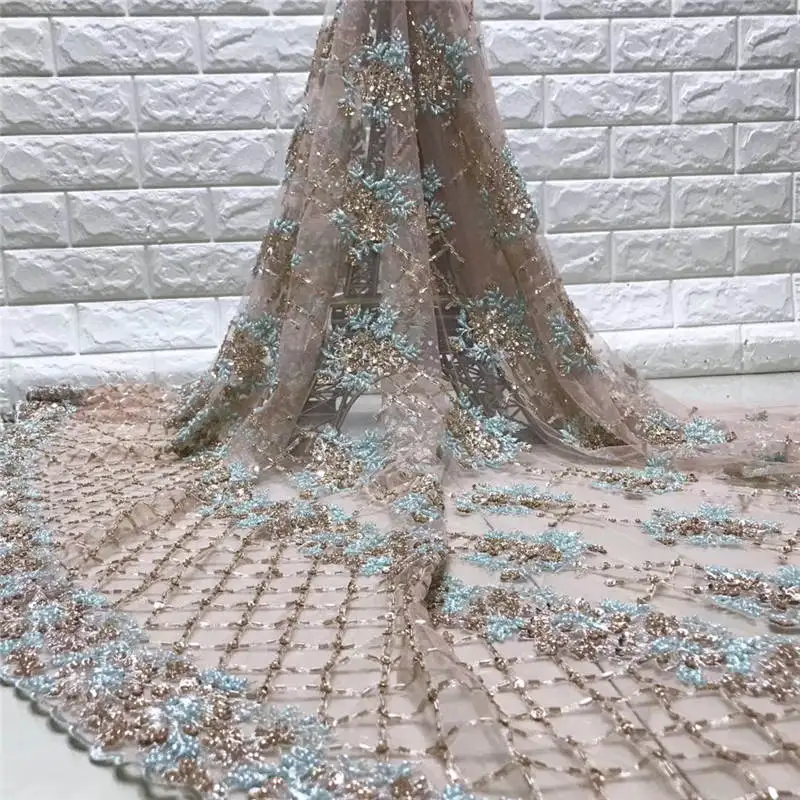 Африканская кружевная ткань Вышитое нигерийское гипюровое кружево высокое