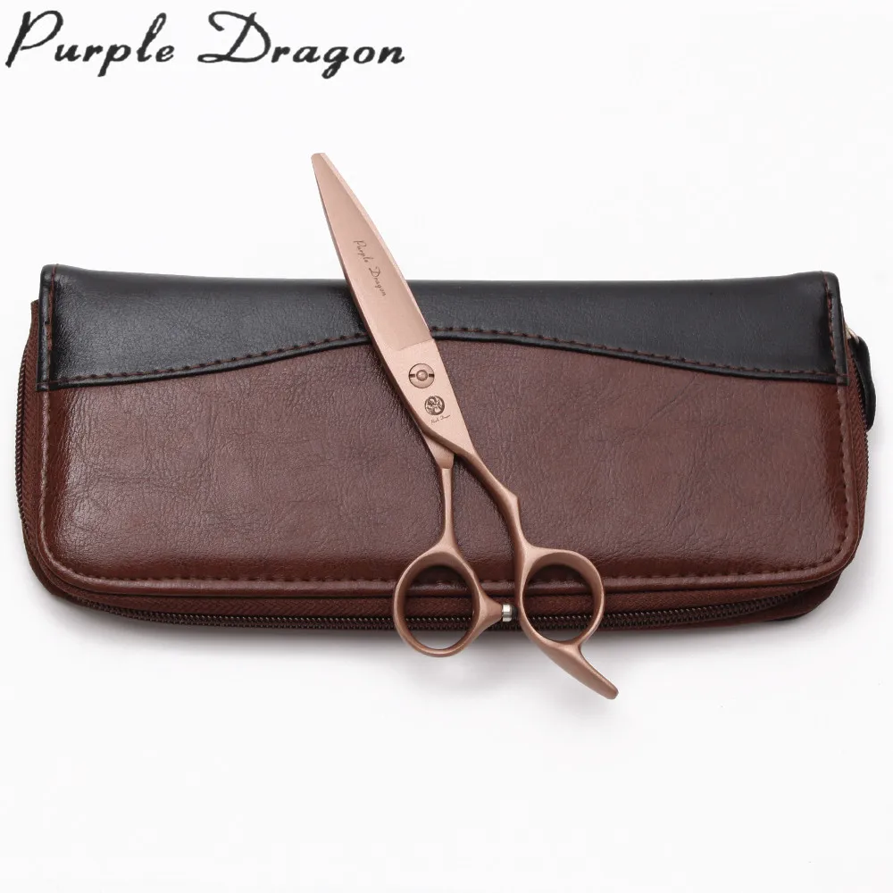 Z9122 6&quot 17cm 440C Purple Dragon Rose Gold Hairdresser's Shears Cutting Scissors Thinning Willow Leaf Shape Hair | Красота и