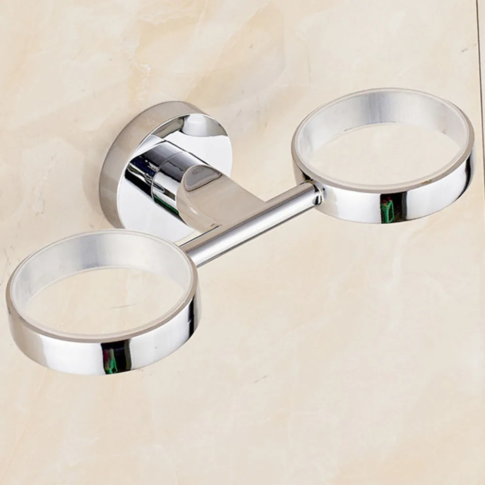 Stainless Steel Home Hotel Kitchen Bathroom Bracket Portable With Double Cups Accessories Wall Mounted Toothbrush Holder | Дом и сад