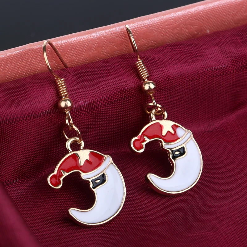 Модные хрустальные рождественские серьги Санта снежинка Милая луна дерево