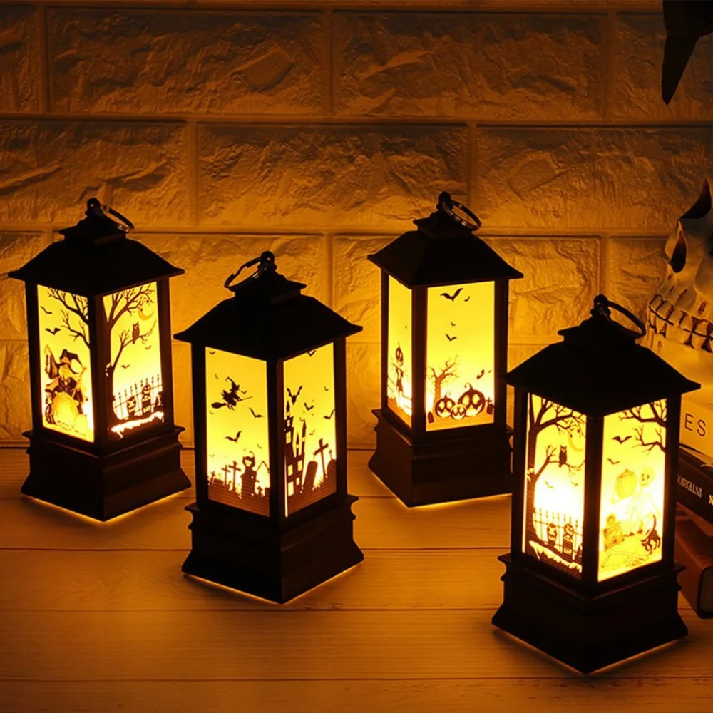 Хэллоуин Моделирование пламени лампы lampion с принтом в виде тыквы украшения