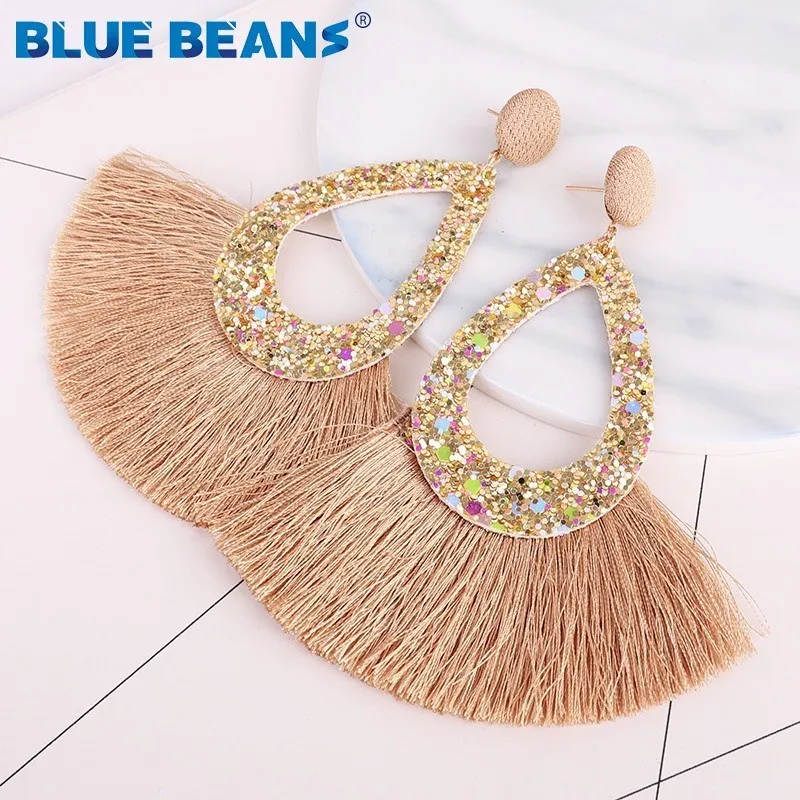 2019 кисточкой серьги с блестками для женщин богемные модные геометрические