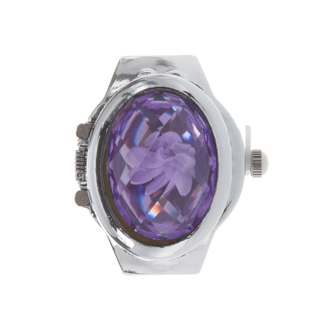 Женские кварцевые часы растягивающийся чехол с инкрустацией цветами и кольцом