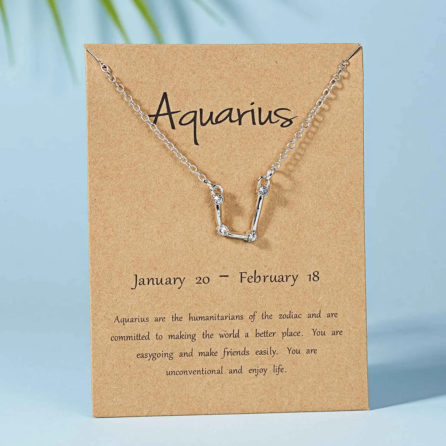 Aquarius-silver Belleper 12 Созвездие Знак зодиака ожерелье для женщин серебряные ювелирные изделия Leo Libra Aries кулон ожерелье Астрология - Окраска металла: Aquarius-silver