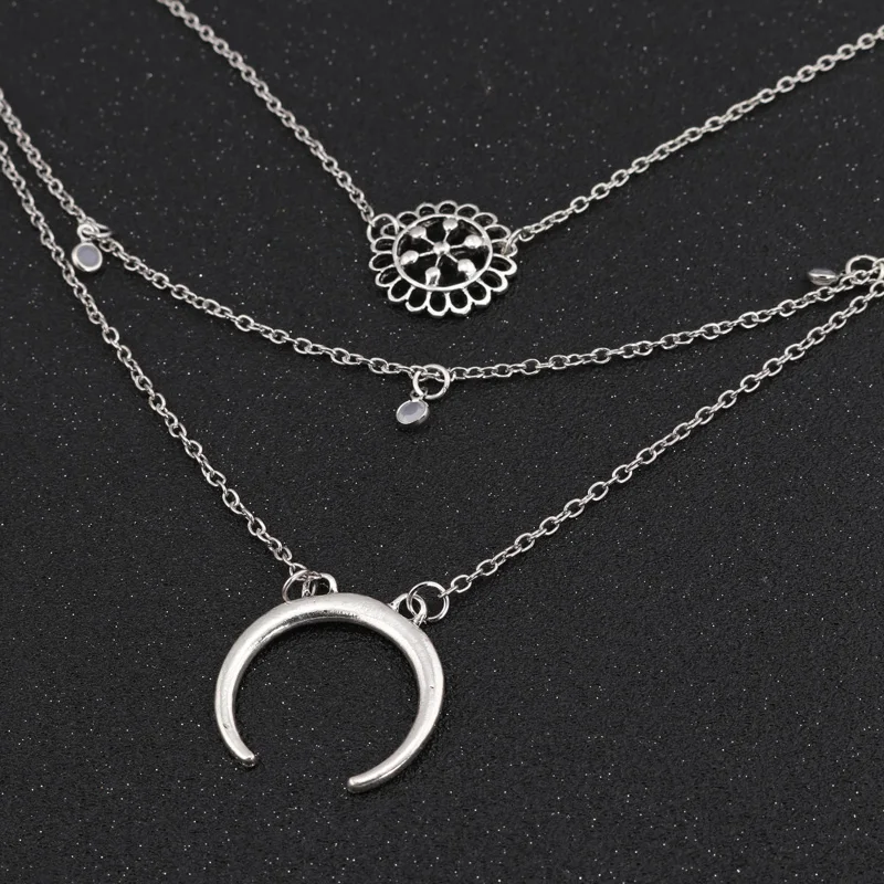 Tenande винтажные Многослойные Полые резные цветы кристалл кисточка Чокер ожерелья