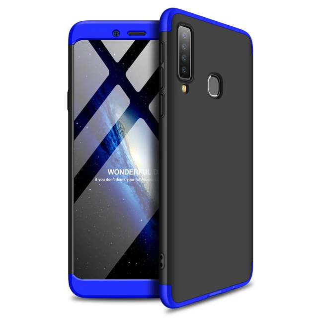 blue and black 3-в-1 чехол-накладка для samsung A9 A920 ПК Жесткий матовый чехол для телефона чехол для samsung Galaxy A9 A9s бронированный чехол Coque - Цвет: blue and black