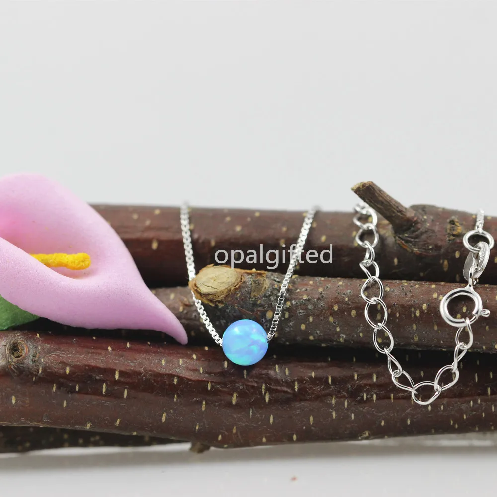 (1 шт./лот) Φ! Ожерелье из серебра 925 пробы с опалом 5 мм|sterling 925|925 silver necklacesilver necklace |