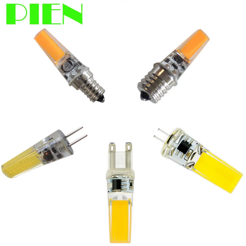 Светодиодная лампочка E14 G9 12 В COB с регулируемой яркостью G4 E12 GY635 ampoule 24 220 110 в