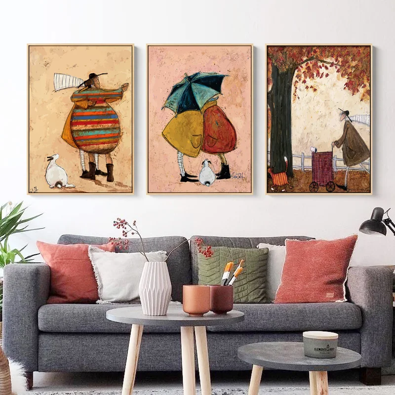 Maeham Nordic Happy family Canvas Painting figure Prints Posters Wall art reminiscence poster for Living Room Morden Home Decor | Дом и сад