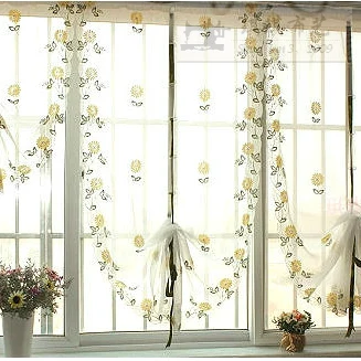 1 шт. вышитая ромашка рустикальная занавеска из органзы готовая кухонная