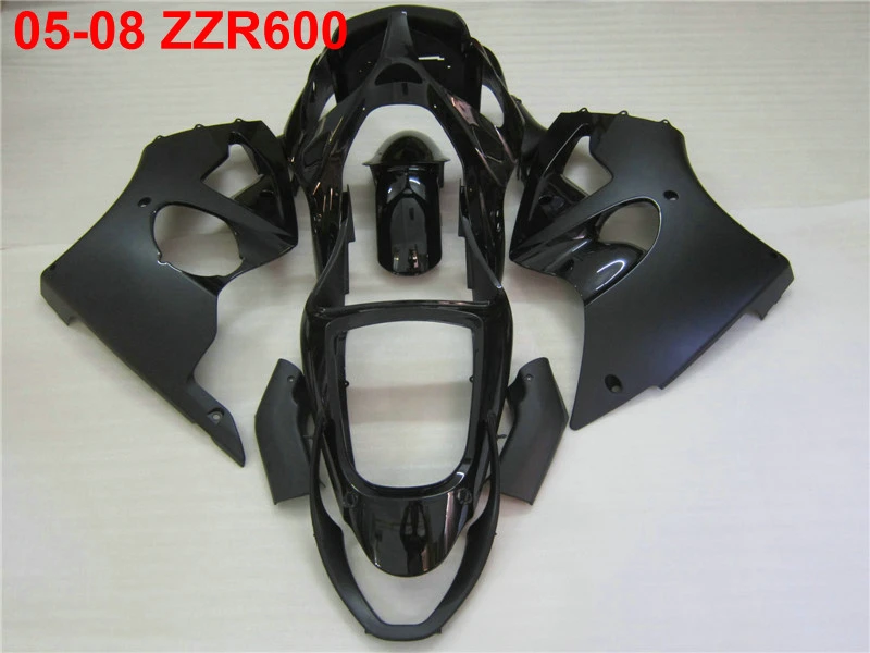 

Комплект пластиковых обтекателей для Kawasaki Ninja ZZR600 05 06 07 08, комплект глянцевых черных обтекателей ZZR600 2005-2008 TW05, литье под давлением