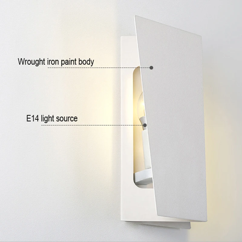 

White black Modern bedside lamp E14 LED living room bedroom wall decoration wall l creative Nordic aisle Fashion wall lamp