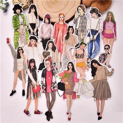 style2 17pcs 17 шт. kawaii милые повседневные классные Стикеры для девочек/для ноутбука, декоративные Стикеры для скрапбукинга/поделки своими руками, фотоальбомы/наклейки на багажник - Цвет: style2 17pcs