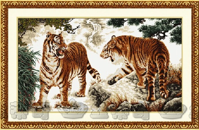 

Amishop FREE Delivery Hot Selling Top Quality Counted Cross Stitch Kit The Two Tigers Dome