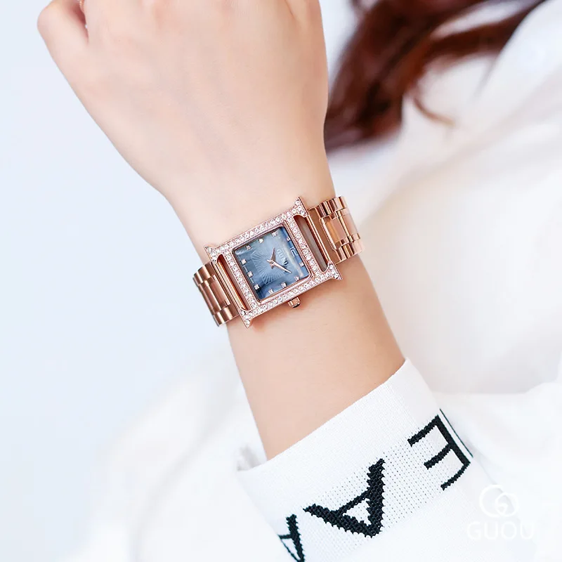 New H-dial Korean version exquisite shell watch steel band lady watch waterproof quartz watch