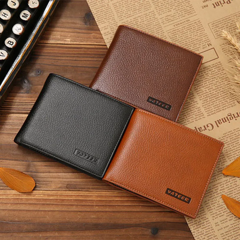 Повседневный кошелек из натуральной кожи для мужчин бумажники двойного сложения