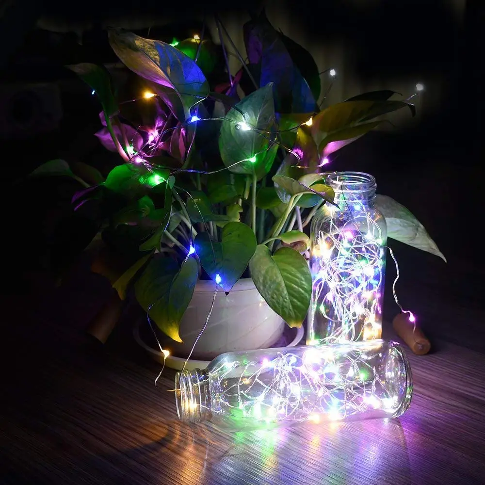 6 шт. 1 м 10 LED модная на солнечных батареях бутылка для вина в форме пробки звездный